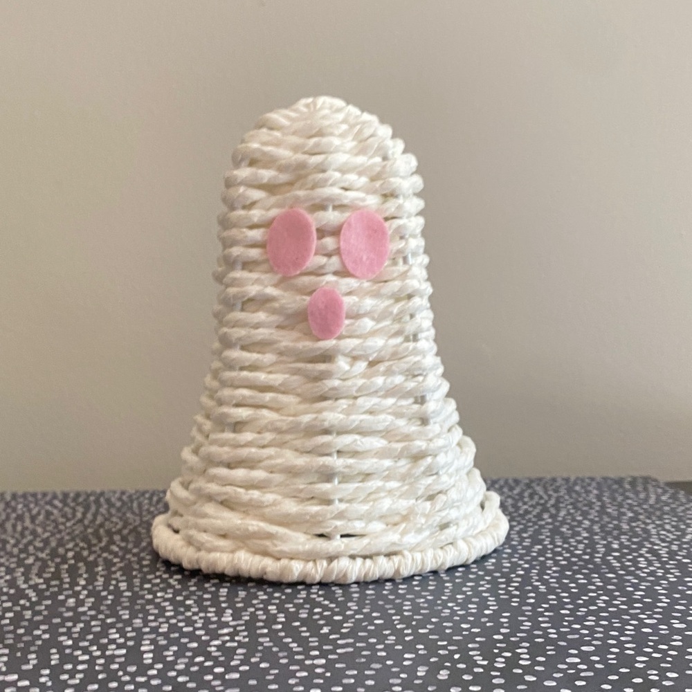White Rope Ghost Decor with Pink Accents